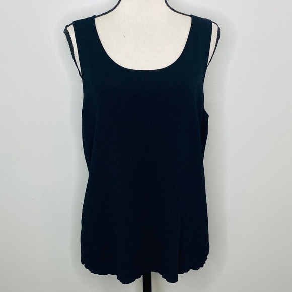 Chicos Viscose Rib Knit Tank Top Shell Women 2 L Stretch Classic Layering Summer - Picture 2 of 6